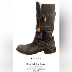 Fiorentini + Baker Grey Suede Buckle Boots